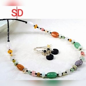 Multi Agate and Sterling Necklace